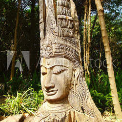 Wooden statue of Buddha.