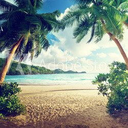 sunset on beach, Mahe island, Seychelles