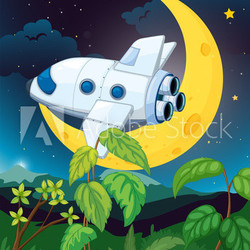 An airplane near the moon