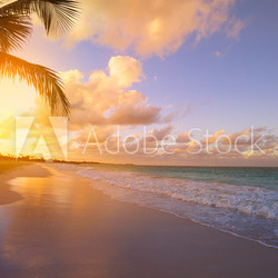 Art Beautiful sunrise over the tropical beach