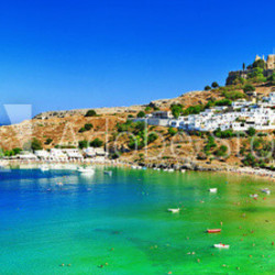 scenic Rhodes island, Lindos bay. Greece